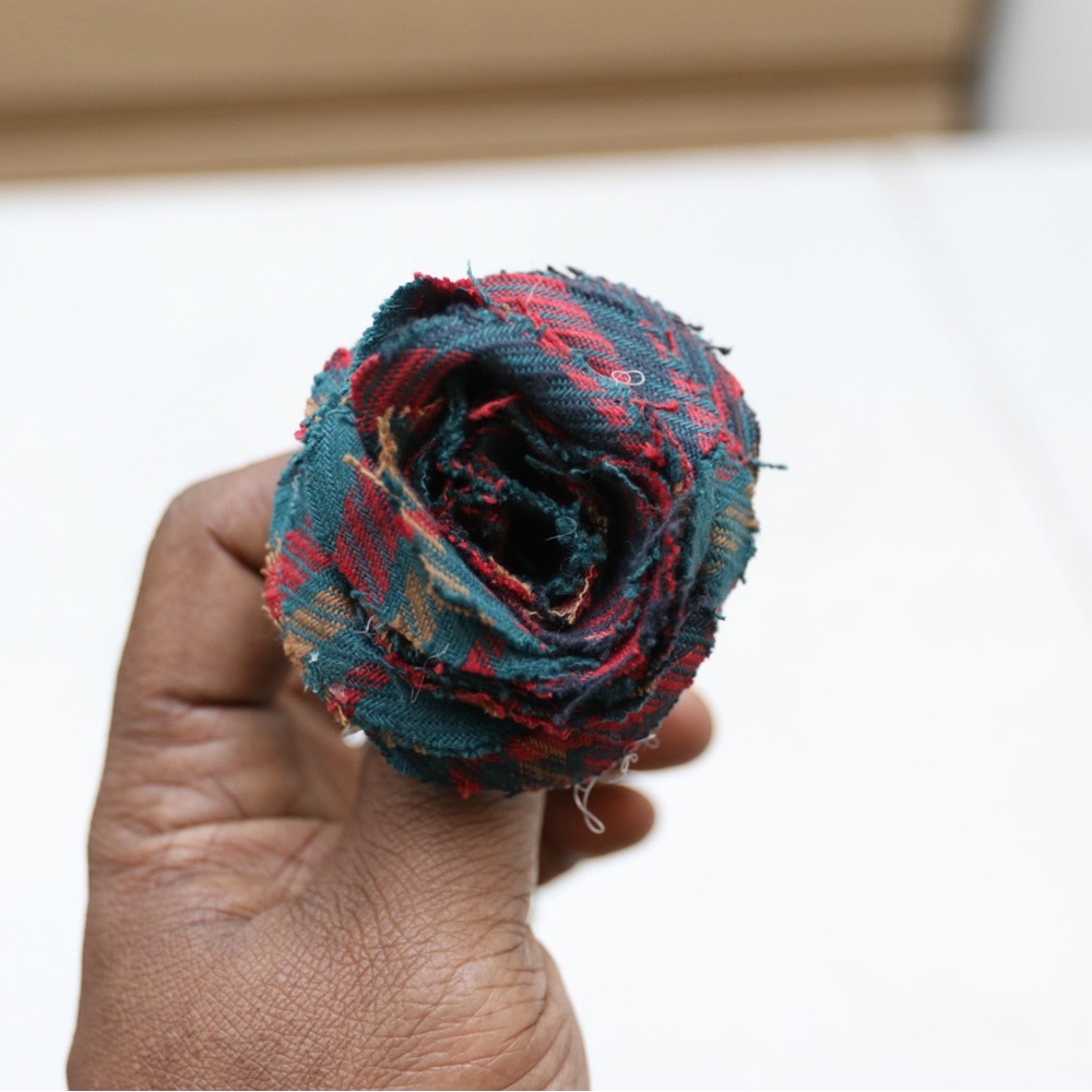 Multicolor Fabric Rose Brooch